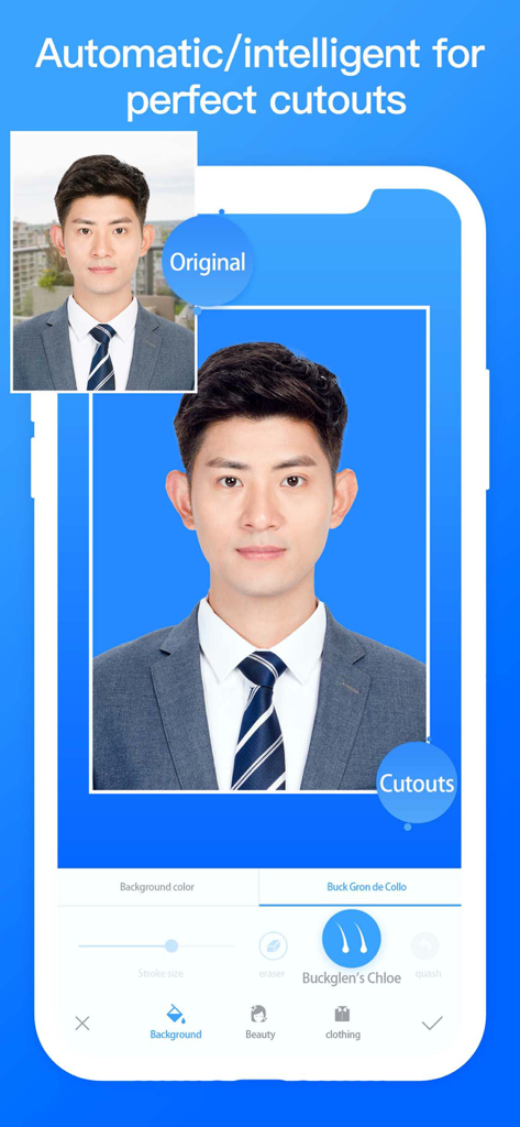 AI-powered automatic background removal for professional ID photos