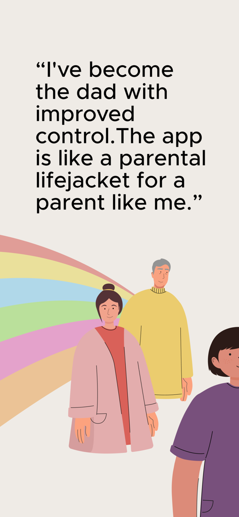 Co-parenting - Témoignage d'un père décrivant l'application de coparentalité comme un gilet de sauvetage parental à côté d'une illustration familiale.