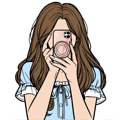 a realistic girl holding her phone taking pictures