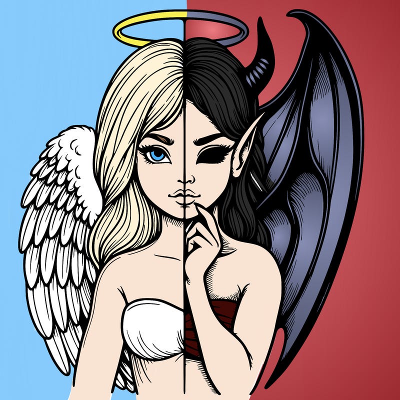 realistic angel half demon