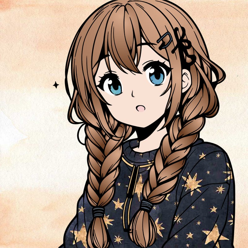 anime woman with braids