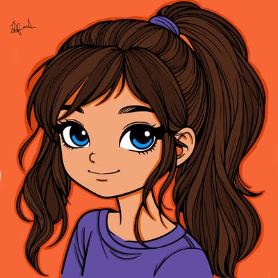 realistic girl with ponytail