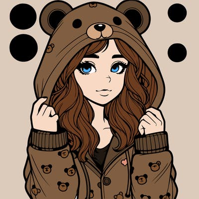 realistic girl in a animal pjs hoodie