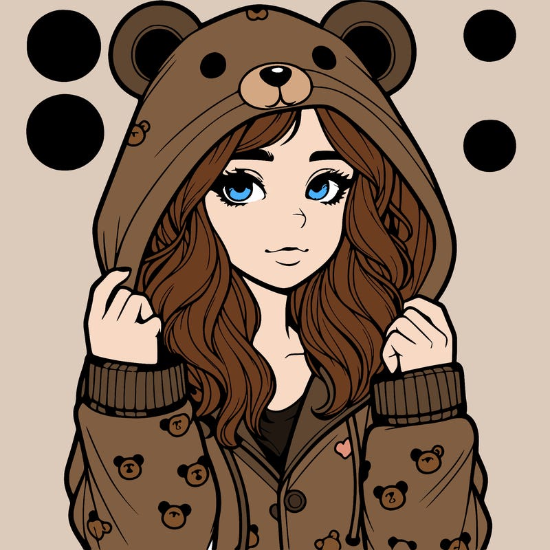 realistic girl in a animal pjs hoodie