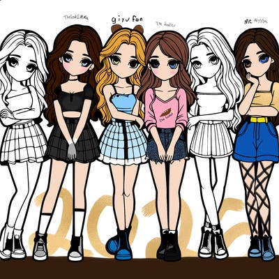 a group of girls realistic
