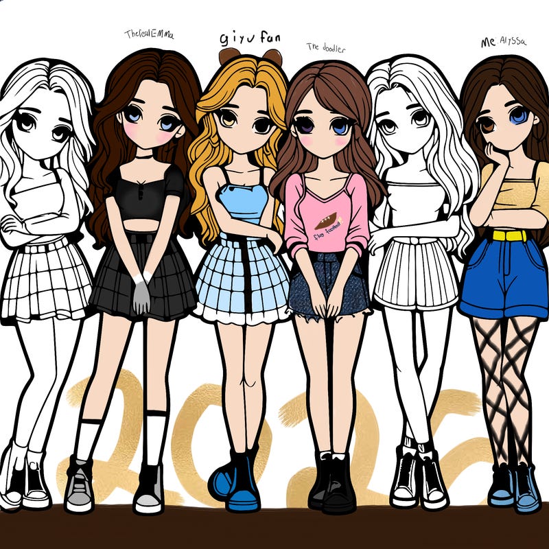 a group of girls realistic