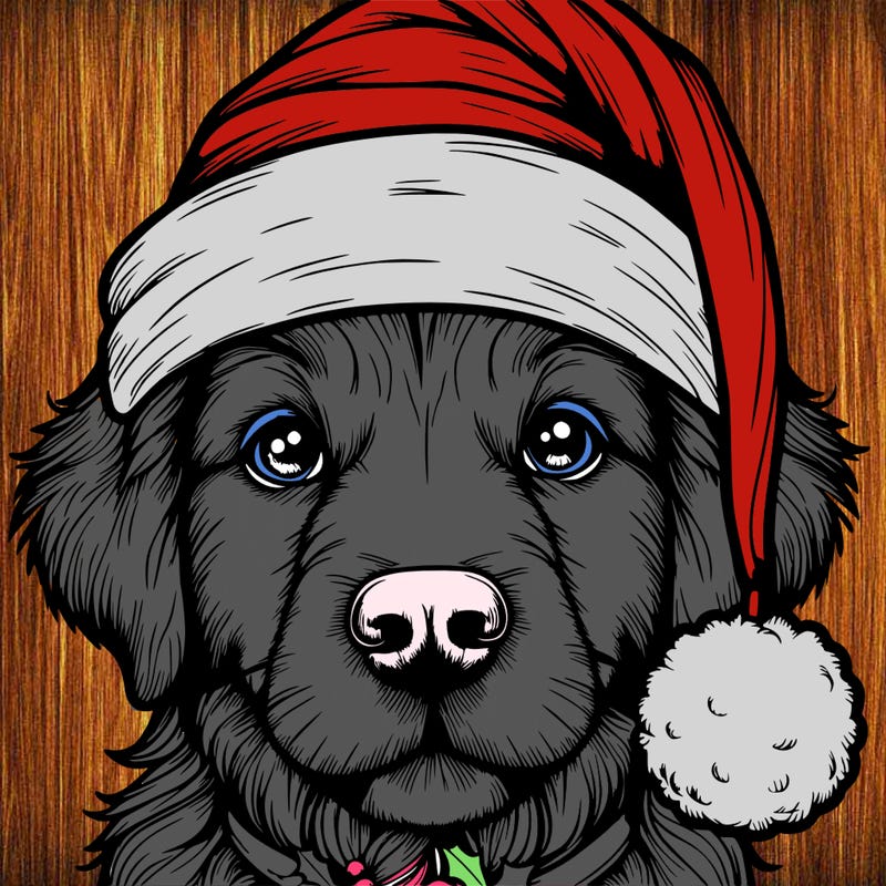 realistic dog with a christmas hat