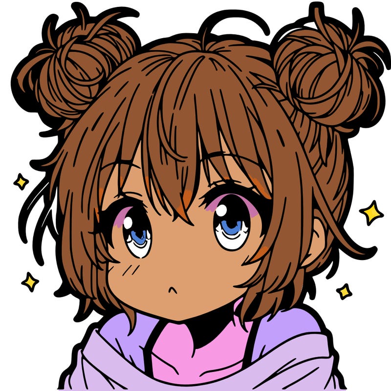 a manga girl with messy small buns