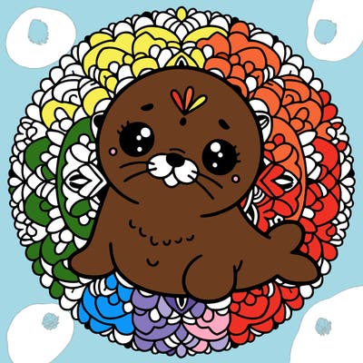 a cute baby seal mandala