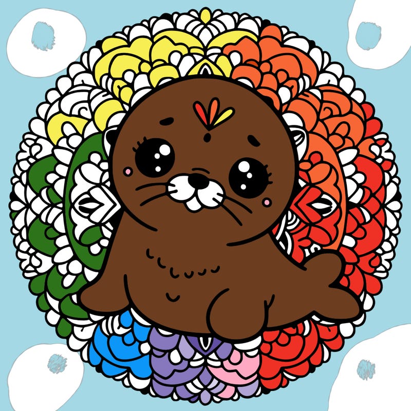 a cute baby seal mandala