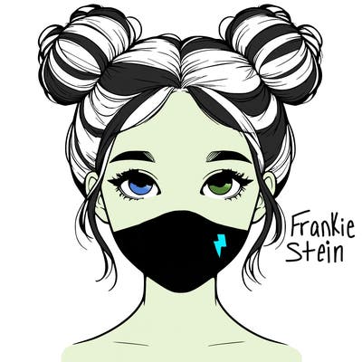 realistic girl with two buns on top of her head