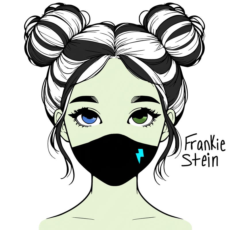 realistic girl with two buns on top of her head