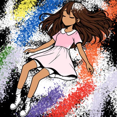 realistic girl floating