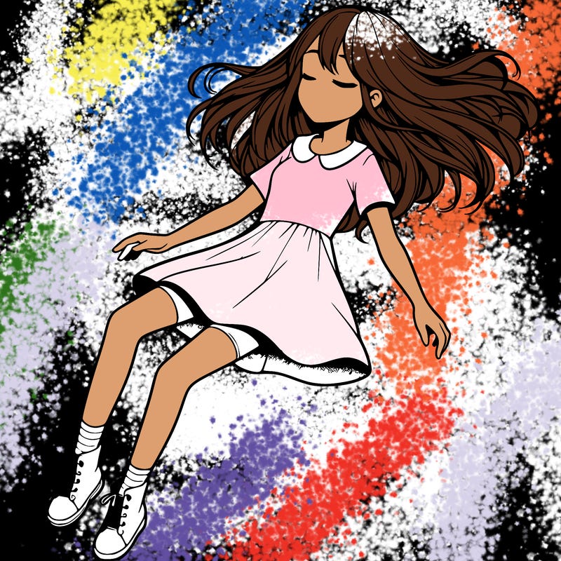 realistic girl floating