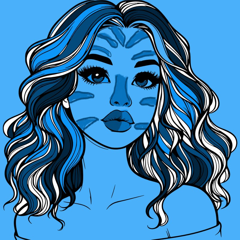 realistic girl with wavy hair and lips