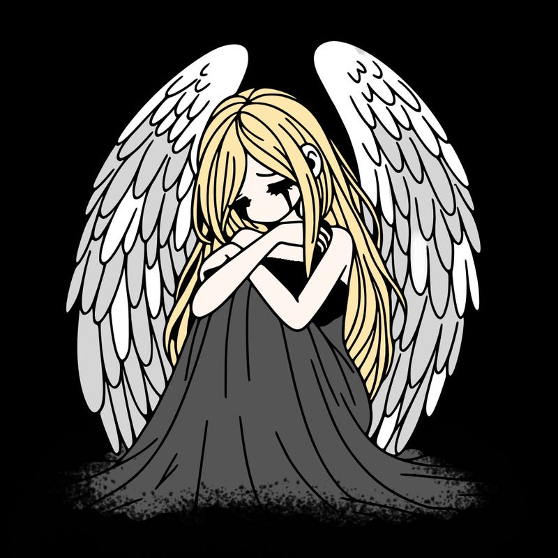 ethereal girl in grief, lonely and heartbroken