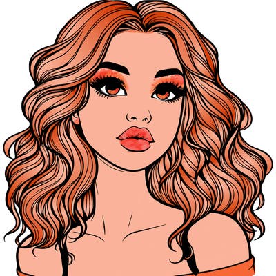 realistic girl with wavy hair and lips