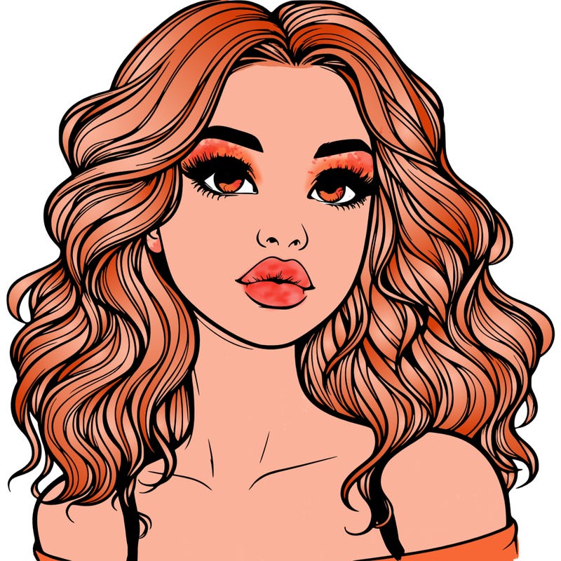 realistic girl with wavy hair and lips