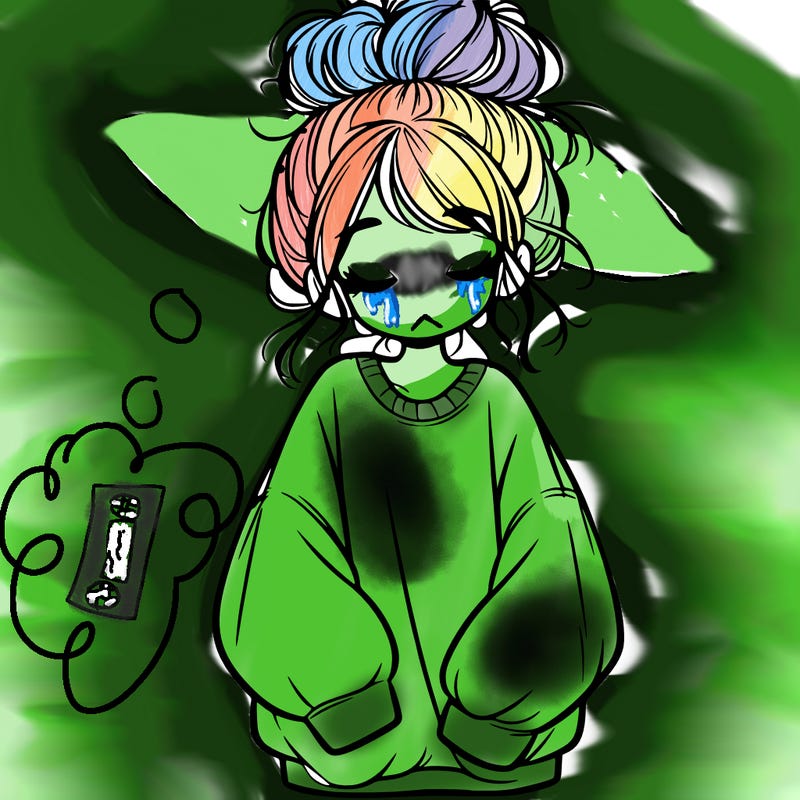 girl with baggy sweatshirt and messy bun