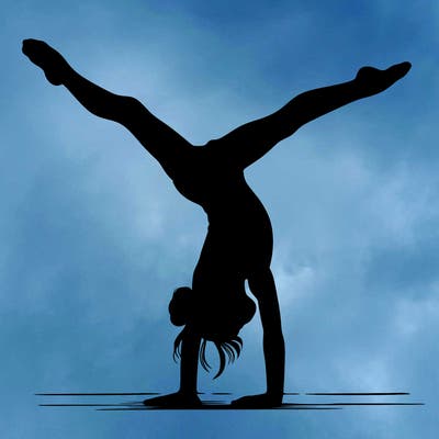 realistic gymnastic hand stand girl in four splits
