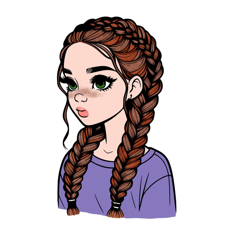 realistic girl with braids