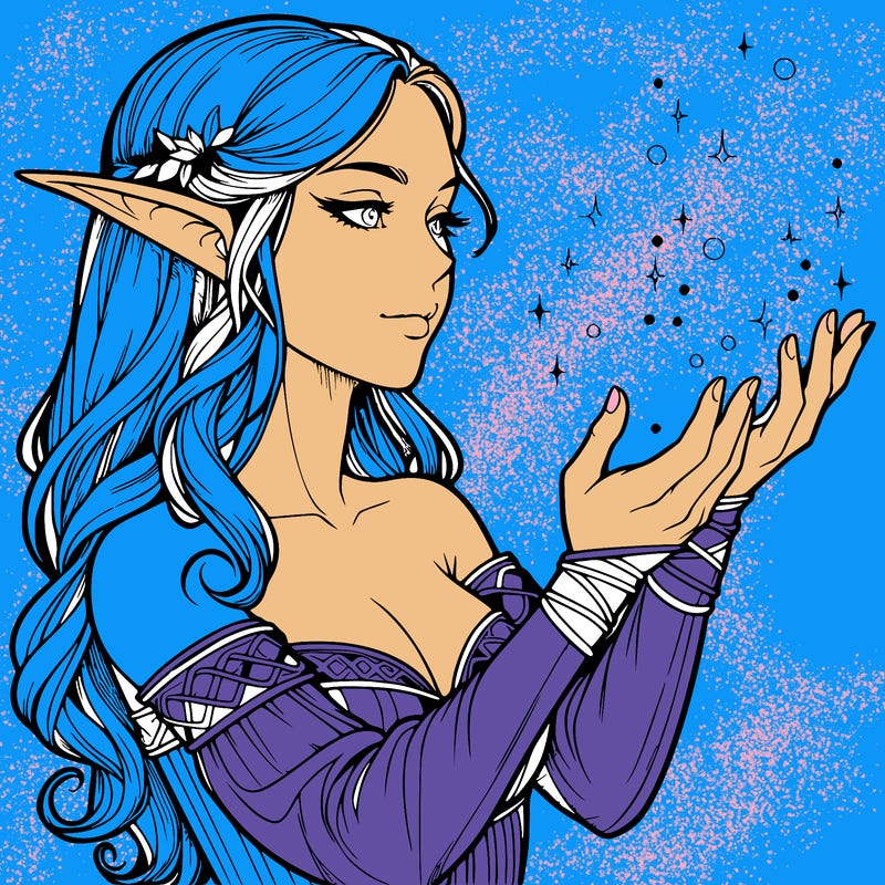 realistic elf girl doing magic