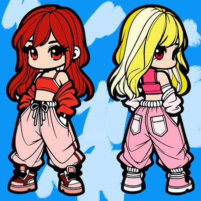 girl in crop top and baggy pants