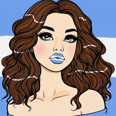 realistic girl with wavy hair and lips