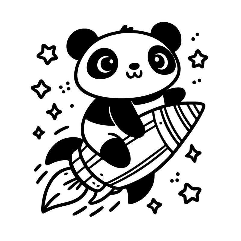 panda on a rocket