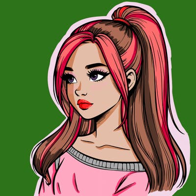 realistic girl with a high ponytail