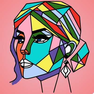 geometric art illustration of a woman's face