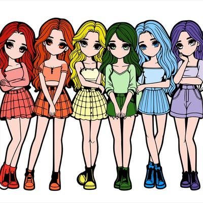 a group of girls realistic