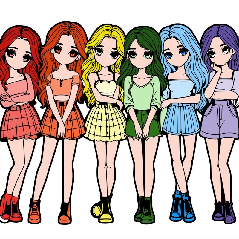 a group of girls realistic