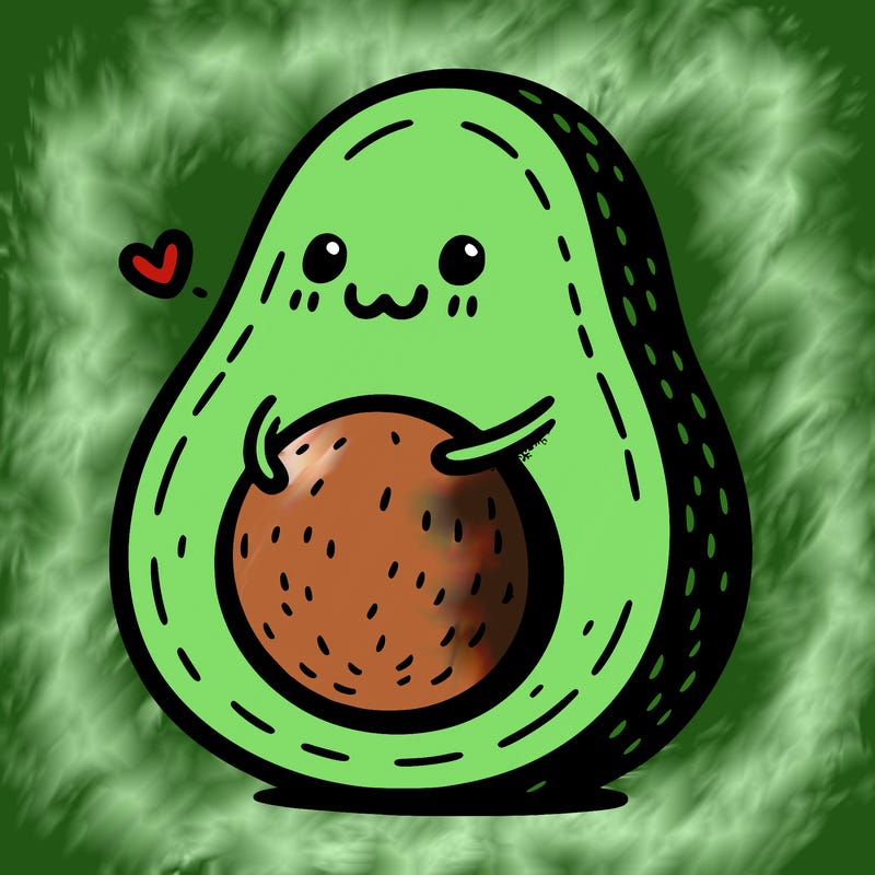 an avocado hugging an avocado