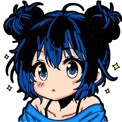 a manga girl with messy small buns