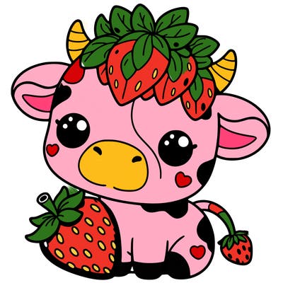 cute strawberry cow