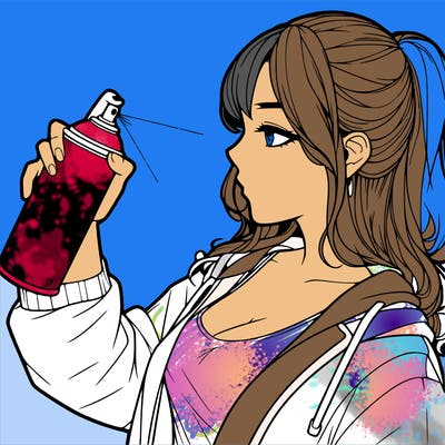 a realistic girl spray, painting