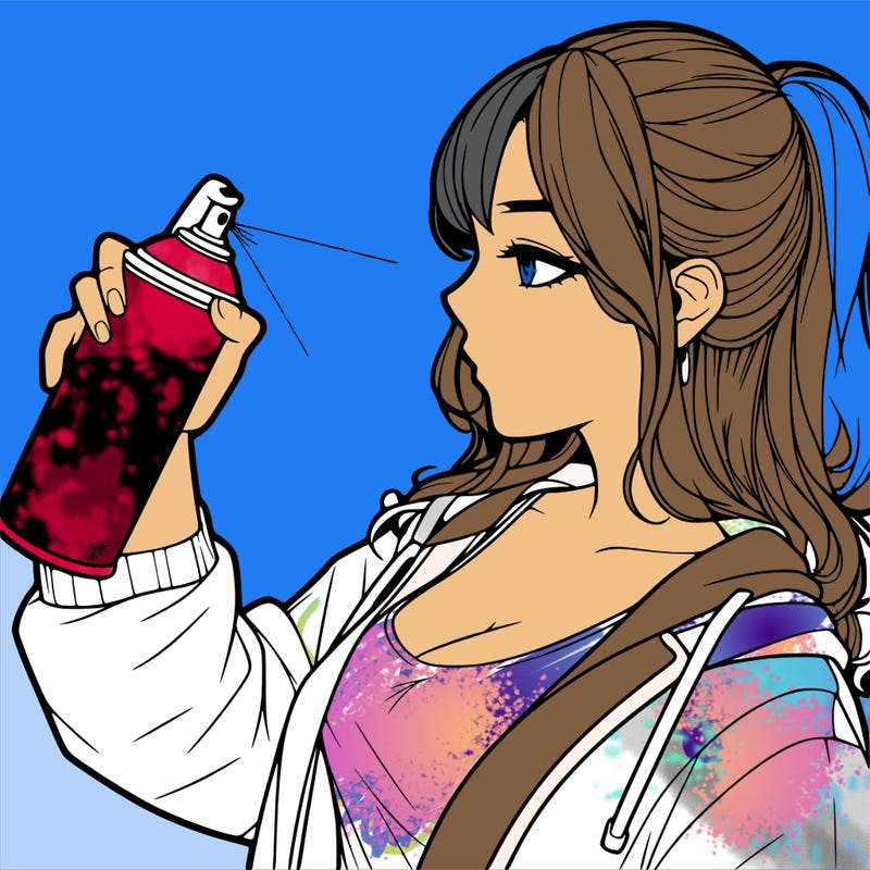 a realistic girl spray, painting