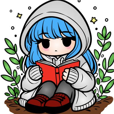 girl in oversized hoodie reading a book