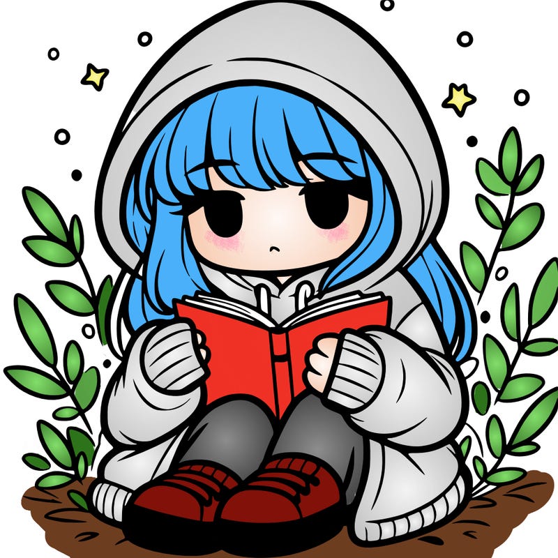 girl in oversized hoodie reading a book