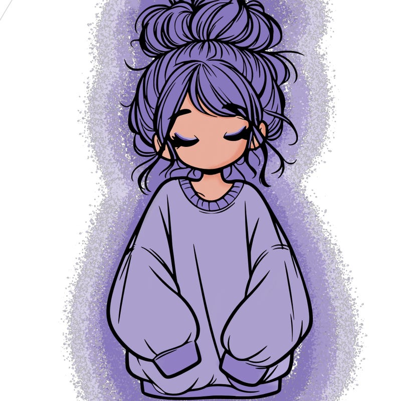 girl with baggy sweatshirt and messy bun