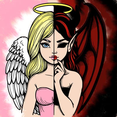 realistic angel half demon