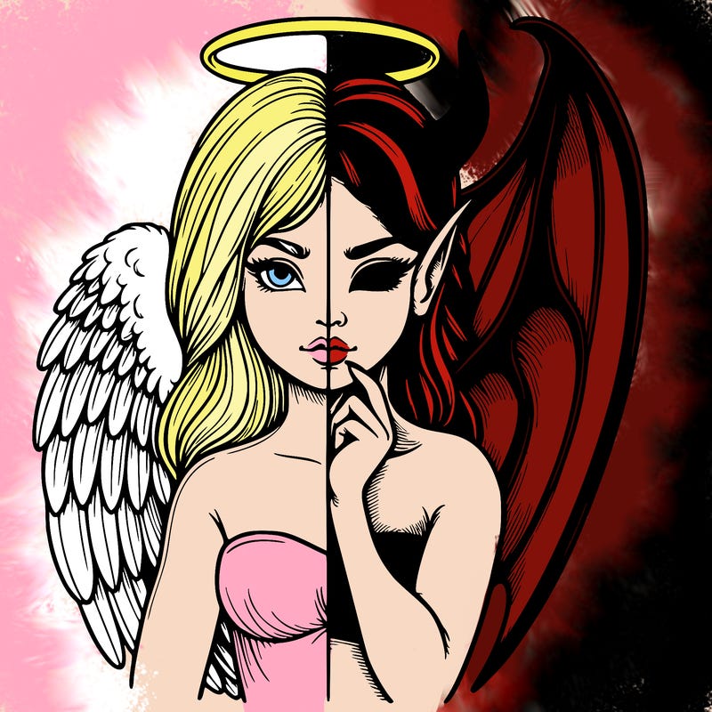 realistic angel half demon