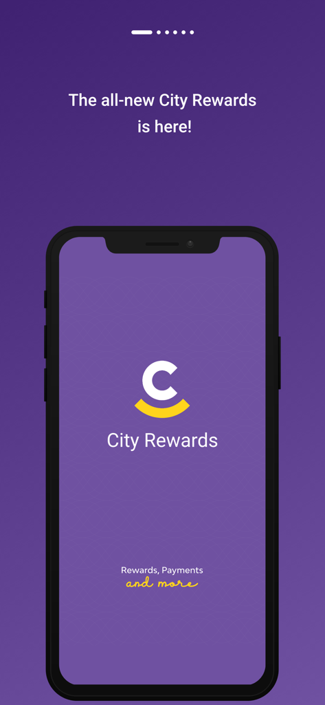 City Rewards 2.0 - City Rewards 2.0 app welcome screen featuring the logo on a purple background