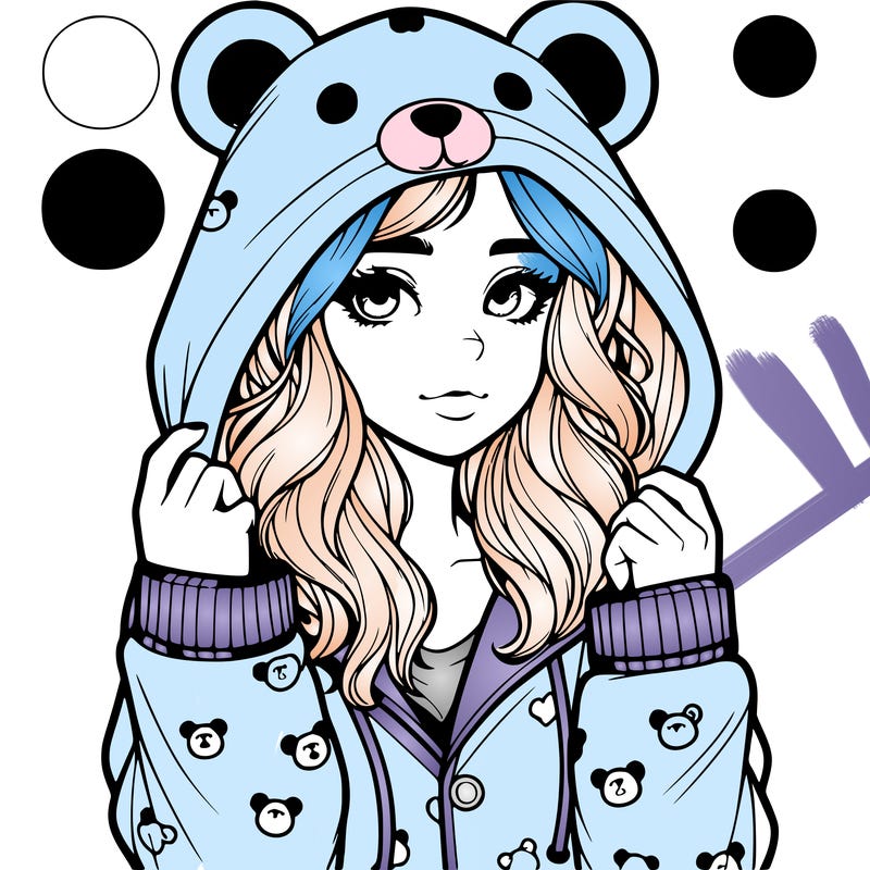 realistic girl in a animal pjs hoodie