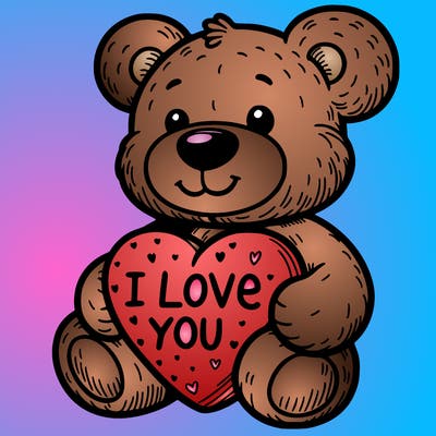 teddy bear holding an i love you heart