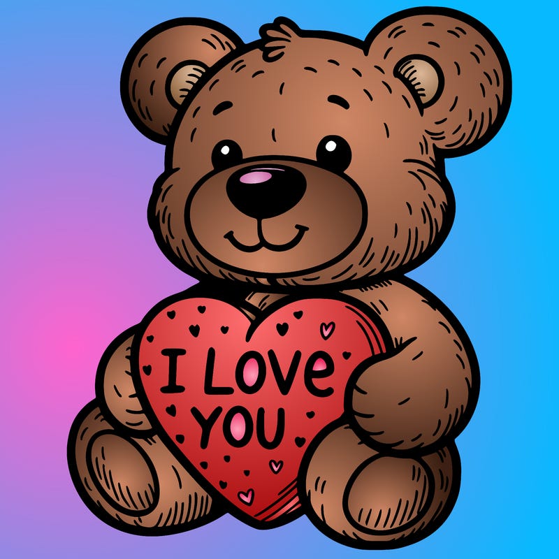 teddy bear holding an i love you heart
