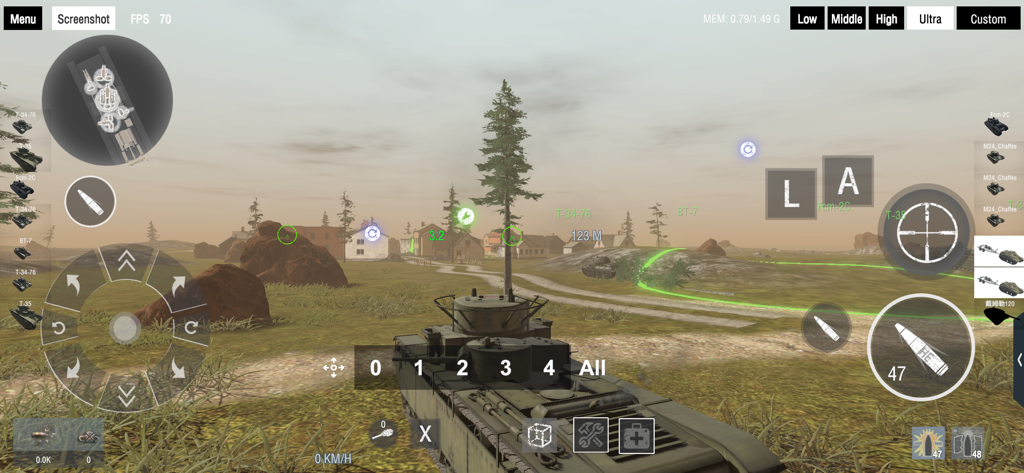Third person tank combat gameplay in Panzer War Definitive Edition mobile game.