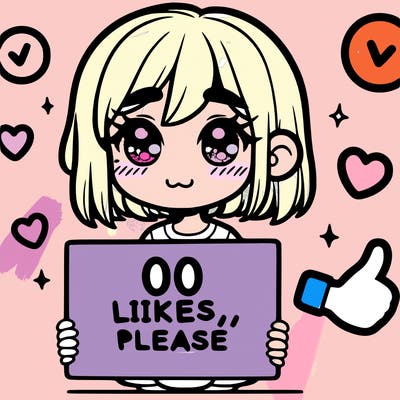 a girl with a sign saying 100 likes, please