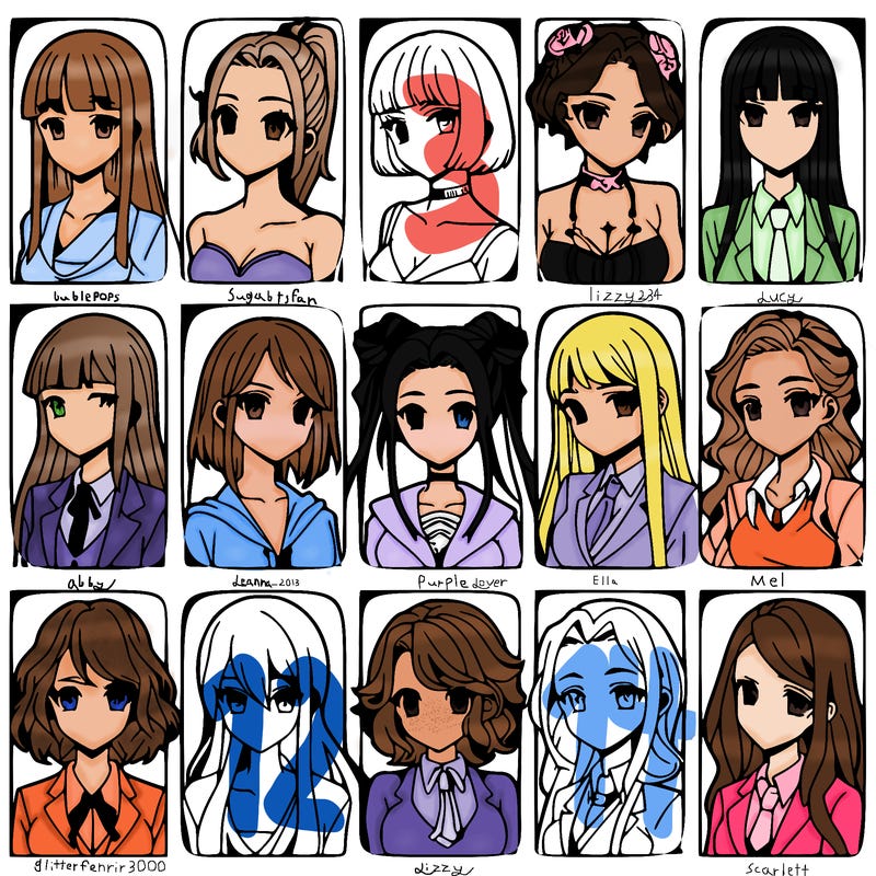 girls that look diffrent anime